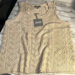 Marbled Reunited Clothing straw hat tan acrylic knit vest XL new layers